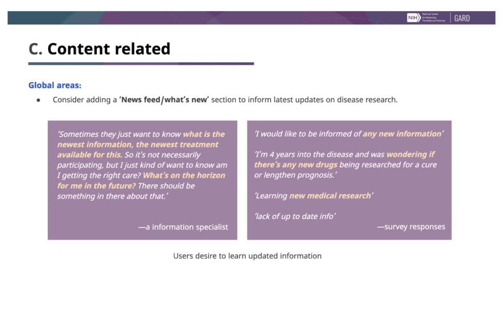 User quotes in a presentation